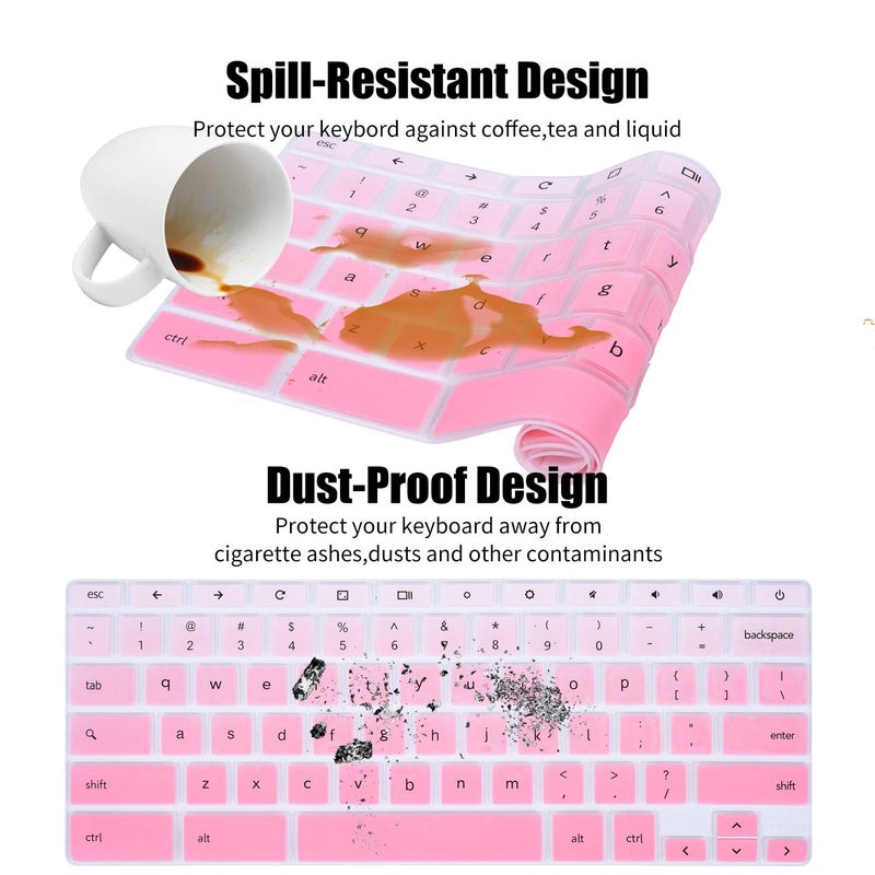 CaseBuy Keyboard Cover for Samsung Galaxy Chromebook Go 14" Laptop XE340XDA XE345XDA, Chromebook 4 11.6 XE310XBA/ Samsung Chromebook 4+ 15.6" XE350XBA / Samsung Chromebook Plus V2 12.2, Gradual Pink - Image 4